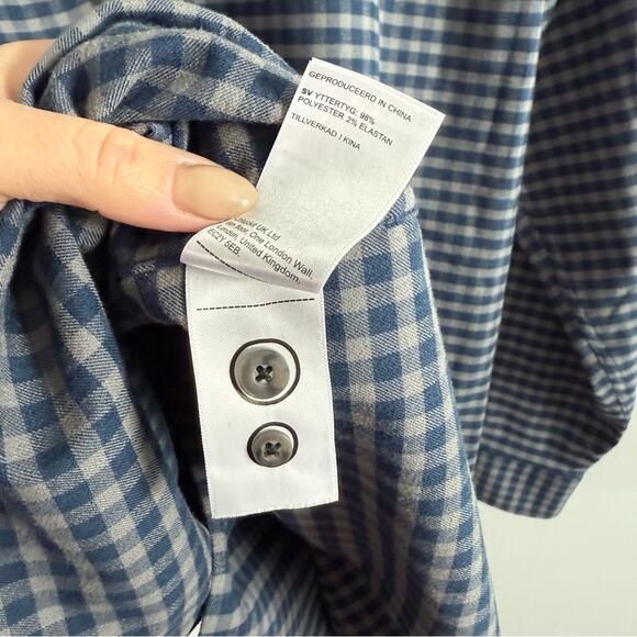 UNTUCKit Mens Wrinkle-Free Performance Flannel Bergstrom Shirt Blue Grey Gingham - Picture 6 of 11